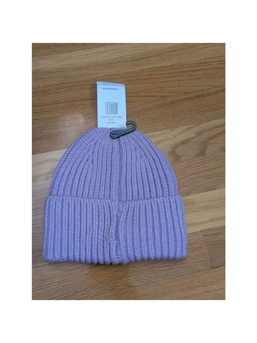 Steve Madden Lilac Ribbed Wide Cuff Beanie One Size NWT